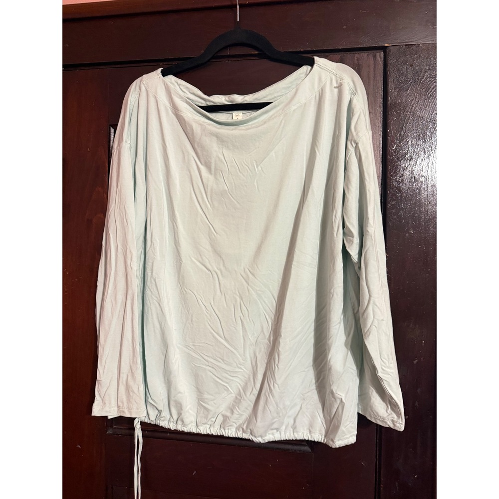 We‎ Wander Women Mint Green Long Sleeve Drawstring Hem Boat Neck Top Size L NWT